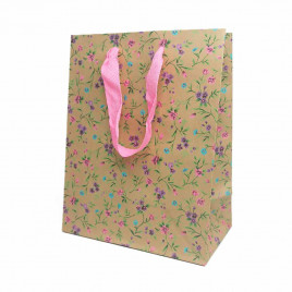Пакет крафт Цветы размер 18*23*10см