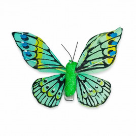Бабочка на прищепке зеленая размер 8см