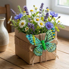 Бабочка на прищепке зеленая размер 8см