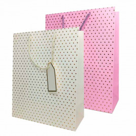 Пакет ЛЮКС Золотые точки размер 26*32*12см