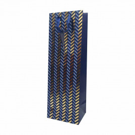 Пакет под бутылку ЛЮКС Зигзаг с золотым тиснением размер 11*38*11см