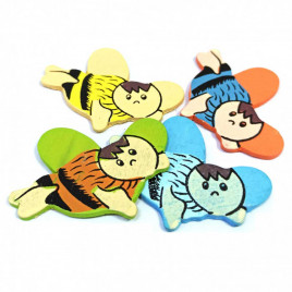 Декор деревянный Пчелка цветная на липучке размер 4см