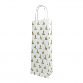 Пакет НГ под бутылку белый с круч. ручкой размер 12*35*9см