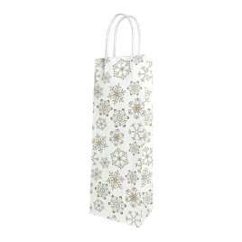 Пакет НГ под бутылку белый с круч. ручкой размер 12*35*9см