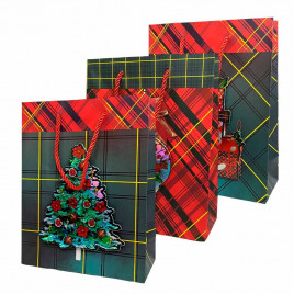 Пакет ЛЮКС НГ Клетка с голографическим эффектом размер 18*23*10см