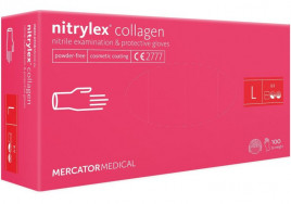 Перчатки нитриловые Nitrylex PF с коллагеном и аллантоином фуксия 50 пар L