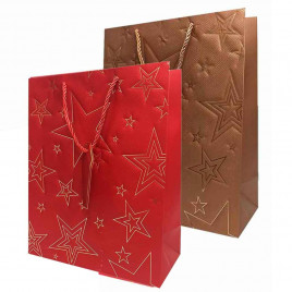 Пакет ЛЮКС Звезды золотые размер 26*32*12см