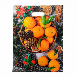 Пакет вырубной ПВД Мандарины и шишки 31*40см 60 мкм 50шт