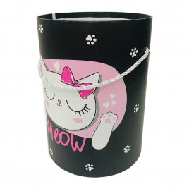 Коробка цилиндр Лапки черная размер 18*24см