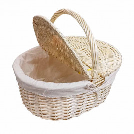 Корзина овальная для пикника ива выбеленная размер 38*31*17*33см