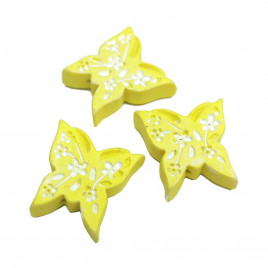 Декор Бабочка с орнаментом желтая на липучке размер 2,2см