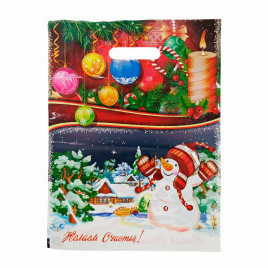 Пакет вырубной ПВД Снеговик в шапке 31*40см 60 мкм 50шт