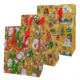 Пакет крафт новогодний размер 18*23*10см
