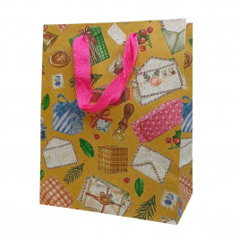 Пакет крафт новогодний размер 18*23*10см