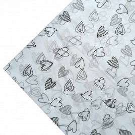 Бумага тишью в листах Сердца на белом размер 50см*66см