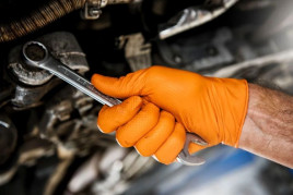 Перчатки нитриловые IDEALL GRIP особопрочные оранжевые 25 пар M