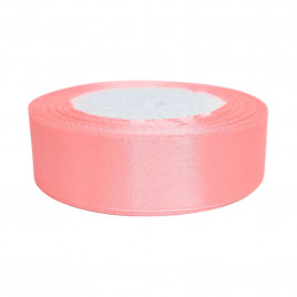 Лента атласная коралловая розовая размер 2,5см*23м