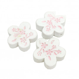 Декор Цветок бело-розовый на липучке размер 2,5см